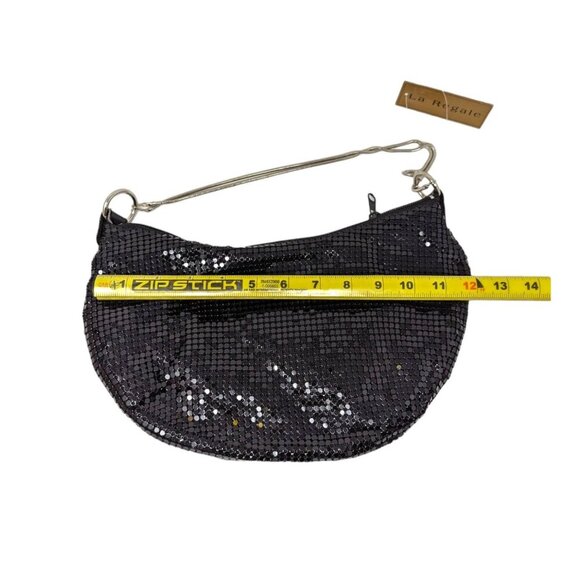 La Regale Crescent Hobo Bag Metal Mesh Evening Bag Cocktail Purse Handbag Black - Picture 5 of 5